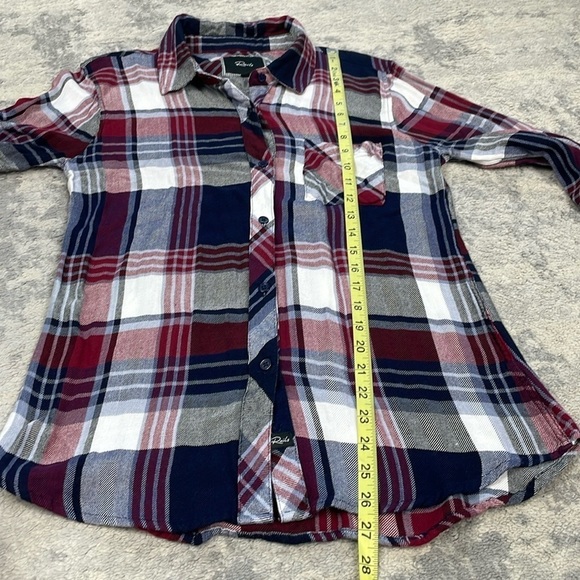 Rails Hunter Plaid Button Front Long Sleeve Shirt Flannel Burgundy Navy Blue S - Picture 6 of 10